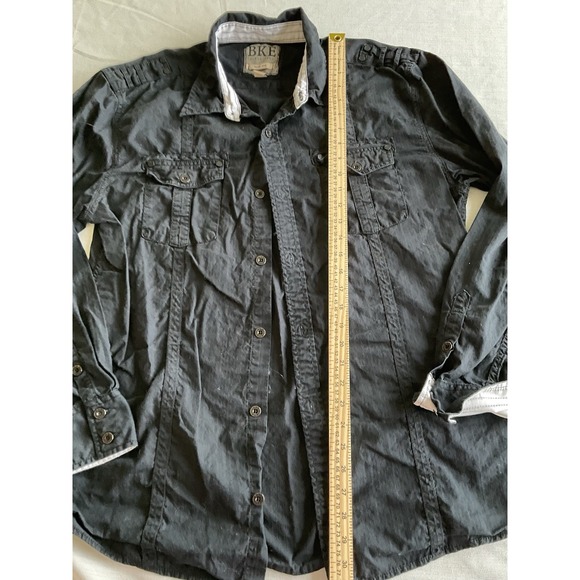 BKE XXL Slim Fit Men's Black Button Down Flip Cuff Shirt - Picture 4 of 6